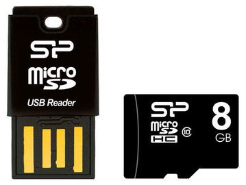 Silicon Power Key USB Card Reader + 8GB microSD Card Black