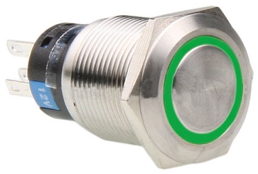 Lamptron Silverline Push Button Switch 19mm Green