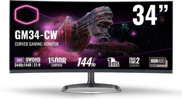 Monitorius Cooler Master GM34-CW, 34", 1 ms
