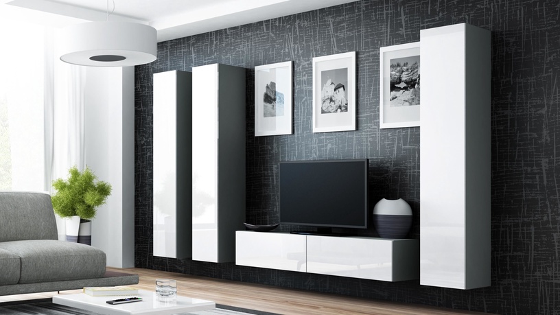 TV-laud Cama Meble Vigo 140, valge/hall, 140 cm x 30 cm x 40 cm