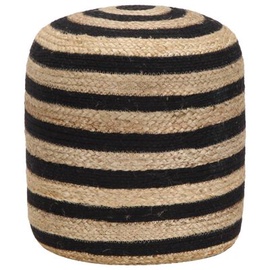 Пуф VLX Round Jute, черный/песочный, 40 см x 40 см x 45 см