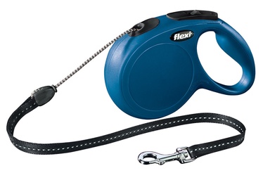 Automātiskā pavada Flexi New Classic Cord M, zila, 8 m