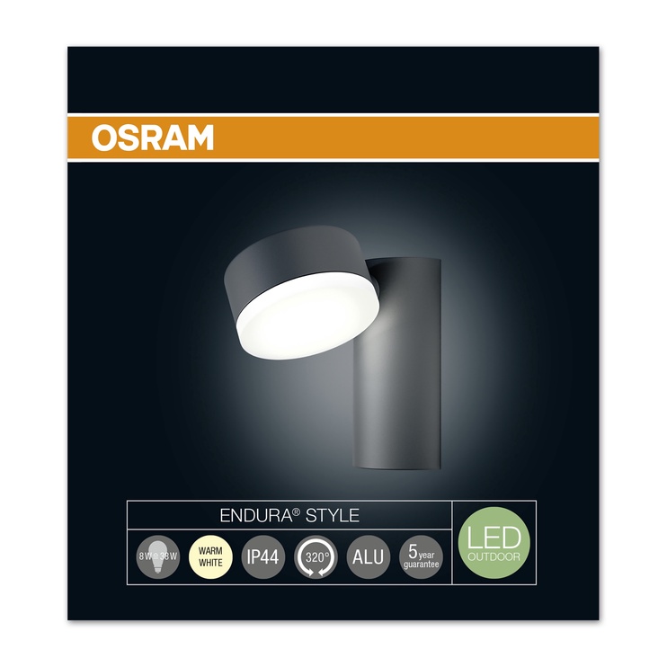 Светильник Osram Spot RD, 8Вт, LED, IP44, серый, 9 см x 14 см