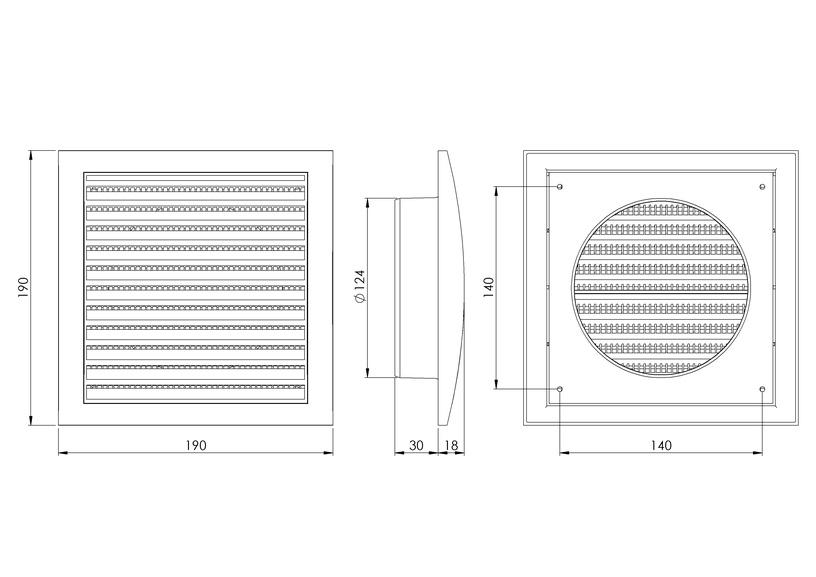Ventilācijas reste Europlast ND12, plastmasa, 124 mm