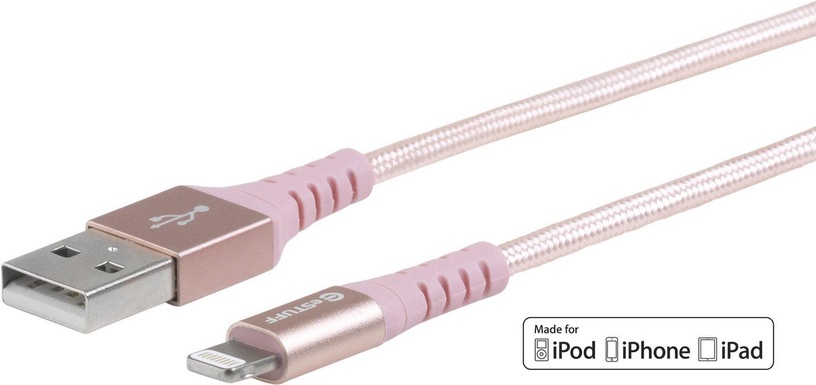Vads Estuff, USB/Apple Lightning, 2 m, rozā