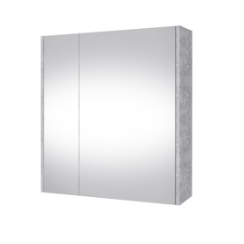 Подвесной шкафчик для ванной с зеркалом Domoletti Concrete 64, серый, 14 см x 64 см x 67 см
