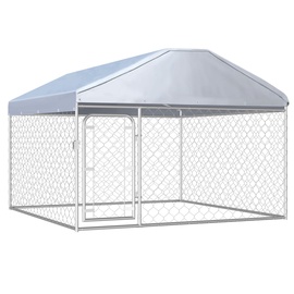 Koerapuur VLX Outdoor Dog Kennel w/ Roof Silver, 2000x2000x1350 mm