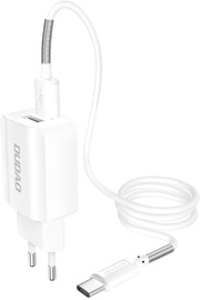 Lādētājs Dudao Home Travel Dual USB Wall Charger + USB Type-C Cable White