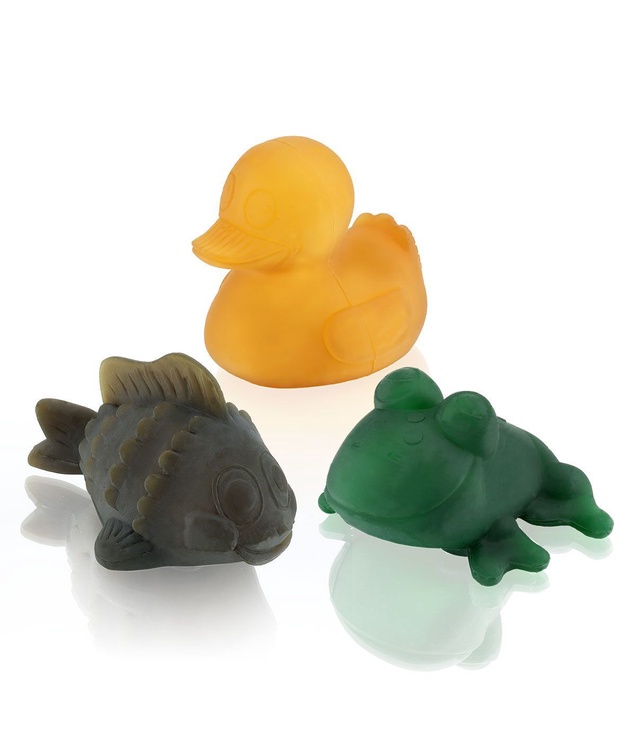 Mänguloom Hevea Pond bath toys, must/kollane/roheline, 3 tk
