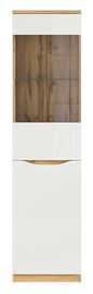 Vitrina Black Red White Nuis REG1D1W Wotan Oak/White Gloss, 50x39.5x197.5 cm