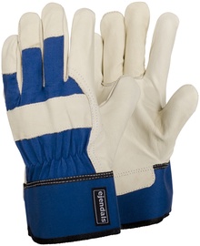 Рабочие перчатки кожаные, перчатки Tegera 105 size 9, хлопок/натуральная кожа, синий/белый, 9