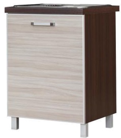 Bodzio Ola 60 Kitchen Sink Cabinet Left Gloss Nut/Latte