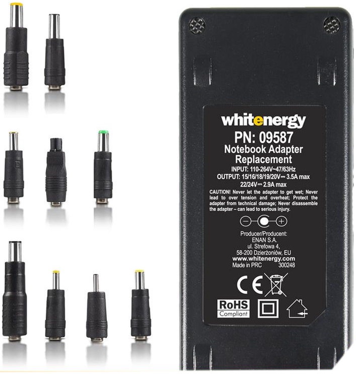 Adapteris Whitenergy, 70 W, 100 - 24050 V