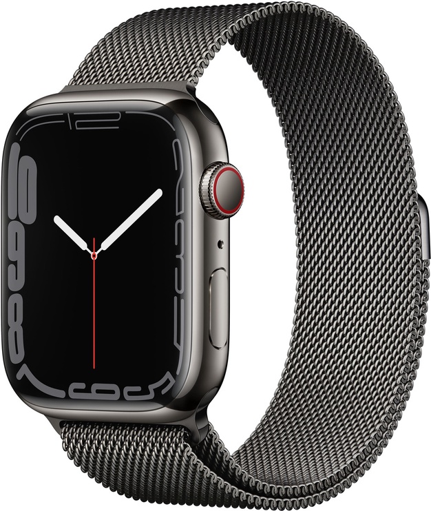 Nutikell Apple Watch Series 7 GPS + Cellular, 45mm Graphite Stainless Steel Case with Graphite Milanese Loop, must