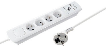 Qoltec Power Strip 1.4m White 50266