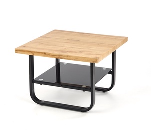 Kavos staliukas Halmar Espinoza Kwadrat Natural Oak/Black, 650x650x450 mm