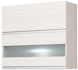 Bodzio Monia Upper Divided Cabinet With Glass 80 Pearl Soma Oak