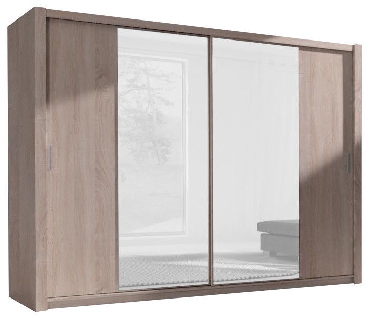 Skapis GIB meble Monako MT-220, ozola, 250 cm x 61 cm x 215 cm, with mirror