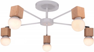 Candellux Ampio 35-56672 Ceiling Lamp 5x60W E27 White/Wood