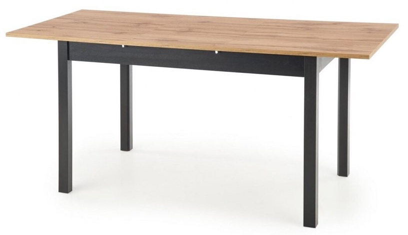 Обеденный стол c удлинением, черный/дубовый, 124 - 168 см x 74 см x 75 см