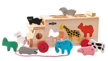 Woodyland Animals Shapes With Sorting Car Box 10pcs 91199