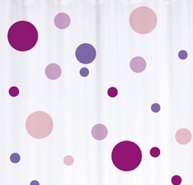 Штора для ванной Rayen Dots, белый/розовый/фиолетовый, 2000 мм x 1800 мм