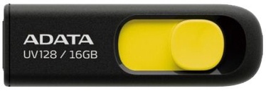 USB atmintinė ADATA DashDrive UV128 Black/Yellow, USB 3.0, 16 GB