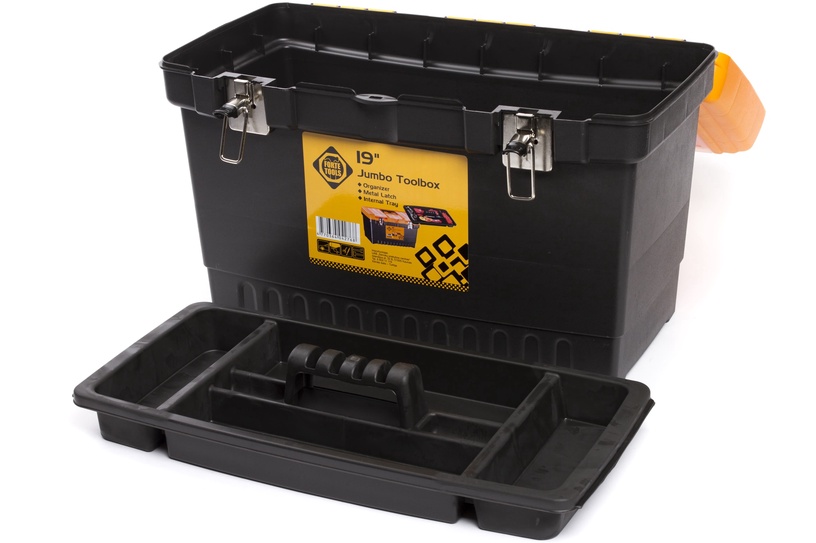 Ящик для инструментов Forte Tools JMT-19, 48.6 см x 26.7 см x 32 см, черный/желтый