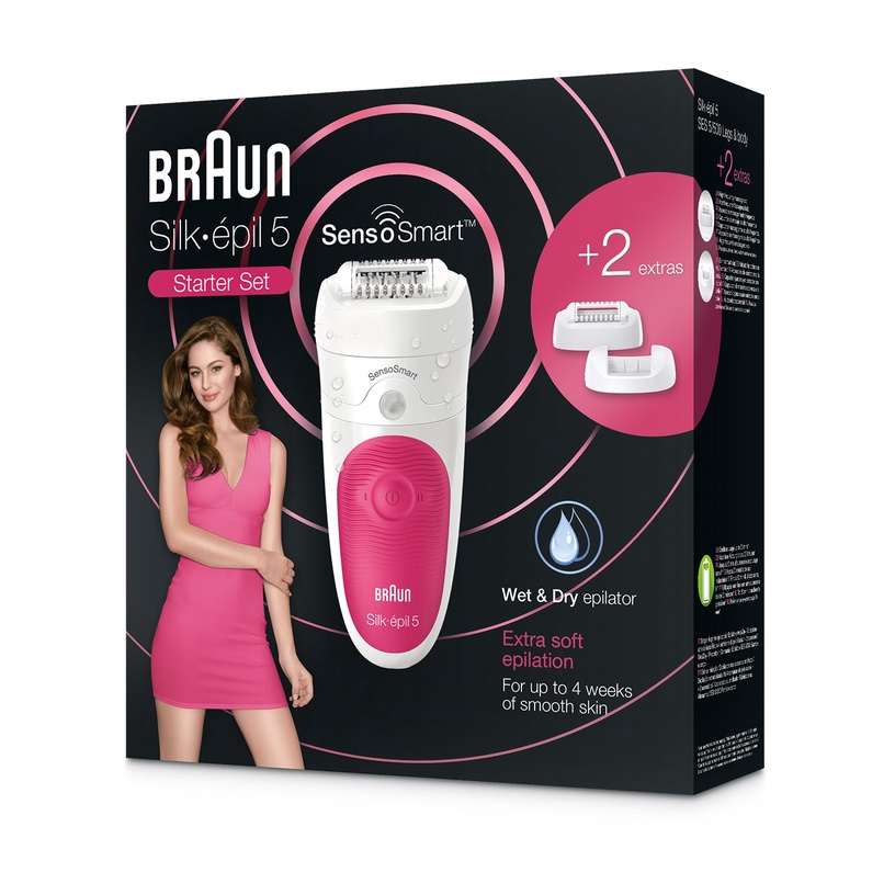 Epilators Braun Silk Epil 5 SensoSmart SES 5500, balta/rozā
