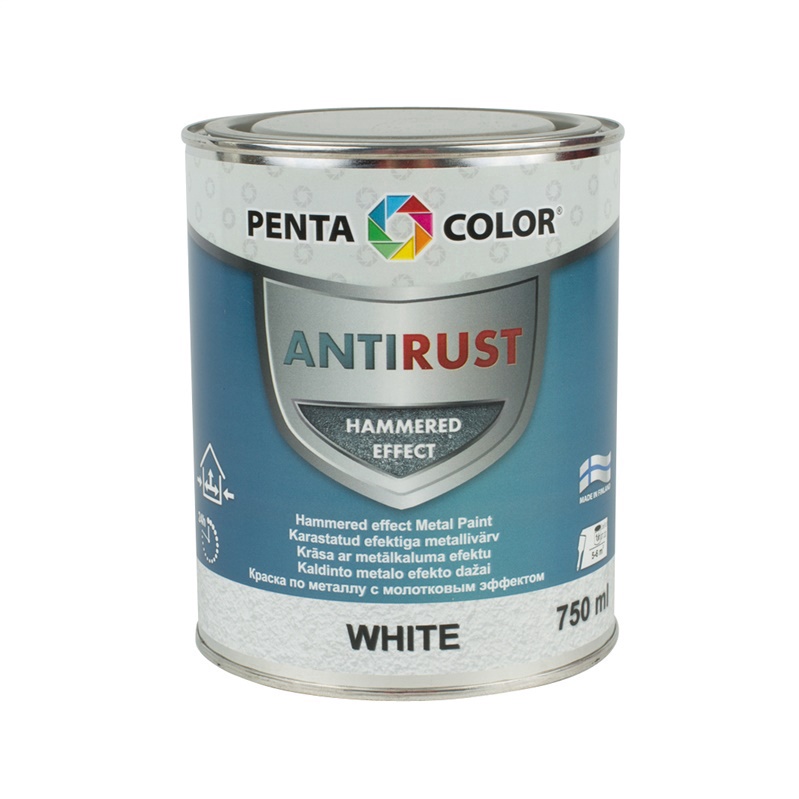 Emailvärv, universaalsed Pentacolor Anti Rust Hammered, läikiv, 0.75 l, valge