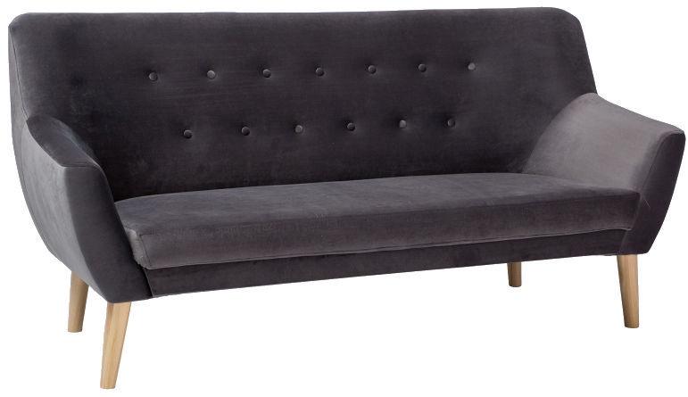 Dīvāns Nordic 3 Velvet Bluvel 14, pelēka, 180 x 75 cm x 90 cm