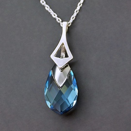 Diamond Sky Pendant Baroque II Aquamarine Light Chrome With Crystals From Swarovski