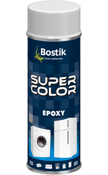 Aerosola krāsa Bostik Super Color Epoxy, preču zīmes, balta, 0.4 l