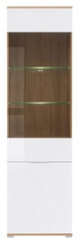 Шкаф-витрина Zele REG1W1D, дубовый/белый, 56 см x 41 см x 195 см