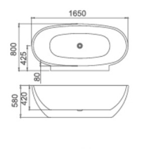 Vann Masterjero Novito Apollo 1618, 1650 mm x 800 mm x 580 mm, ovaalne