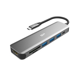 Doks stacijas Silicon Power SU20, USB Type C / HDMI / Micro SD / SD Card Reader / USB Type A
