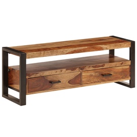 TV galds VLX Solid Sheesham Wood, brūna, 1200 mm x 350 mm x 450 mm