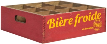 Home4you Wooden Box Beach bar 9-Bottle Holder 26x26xH8cm Red