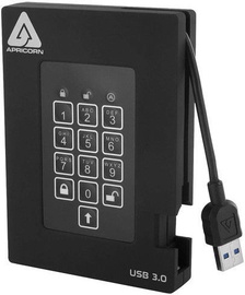 Cietais disks Apricorn Aegis Padlock Fortress A25, HDD, 1 TB, melna