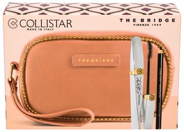 Collistar Mascara Shock Volume 8ml Black + 0.8g Kajal Pencil Black + The Bridge Cosmetic Bag Beige