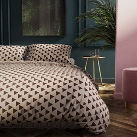 DecoKing Hypnosis Triangles Bedding Set Brown/Beige 200x200/80x80 2pcs