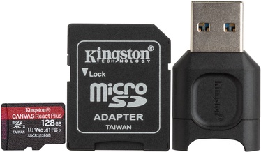 Kingston Canvas React Plus 128GB microSDXC UHS-II Class 10 w/Adapters