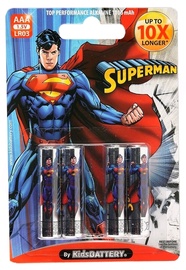Baterijas KidsBATTERY Superman, AAA, 1.5 V, 4 gab.