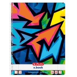 Записная книжка Herlitz Neon Art 50027880, в клеточку, A4, 80 листов