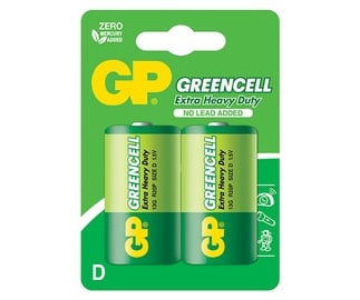 Elementas GP Batteries Greencell D, R20, 1.5 V, 2 vnt.