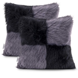 AmeliaHome Nancy Hair Pillowcase 45x45 Black/Grey 2pcs