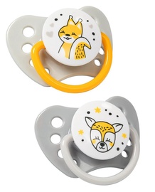 BabyOno Natural Nursing Anatomical Silicone Dummy Yellow/Gray 2pcs 3-6