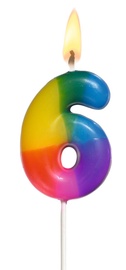 Susy Card Свеча на день рождения, номер 6, красочный, 5 cм