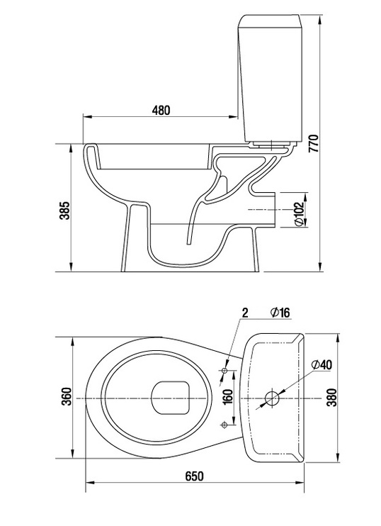 Туалет, напольный Keramin Grand MC Alcaplast, с крышкой, 360 мм x 650 мм