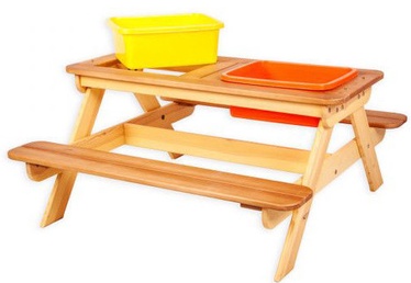 Lauko baldų komplektas Folkland Timber Multifunctional Children's Picnic Table, geltonas/rudas, 4 vietų